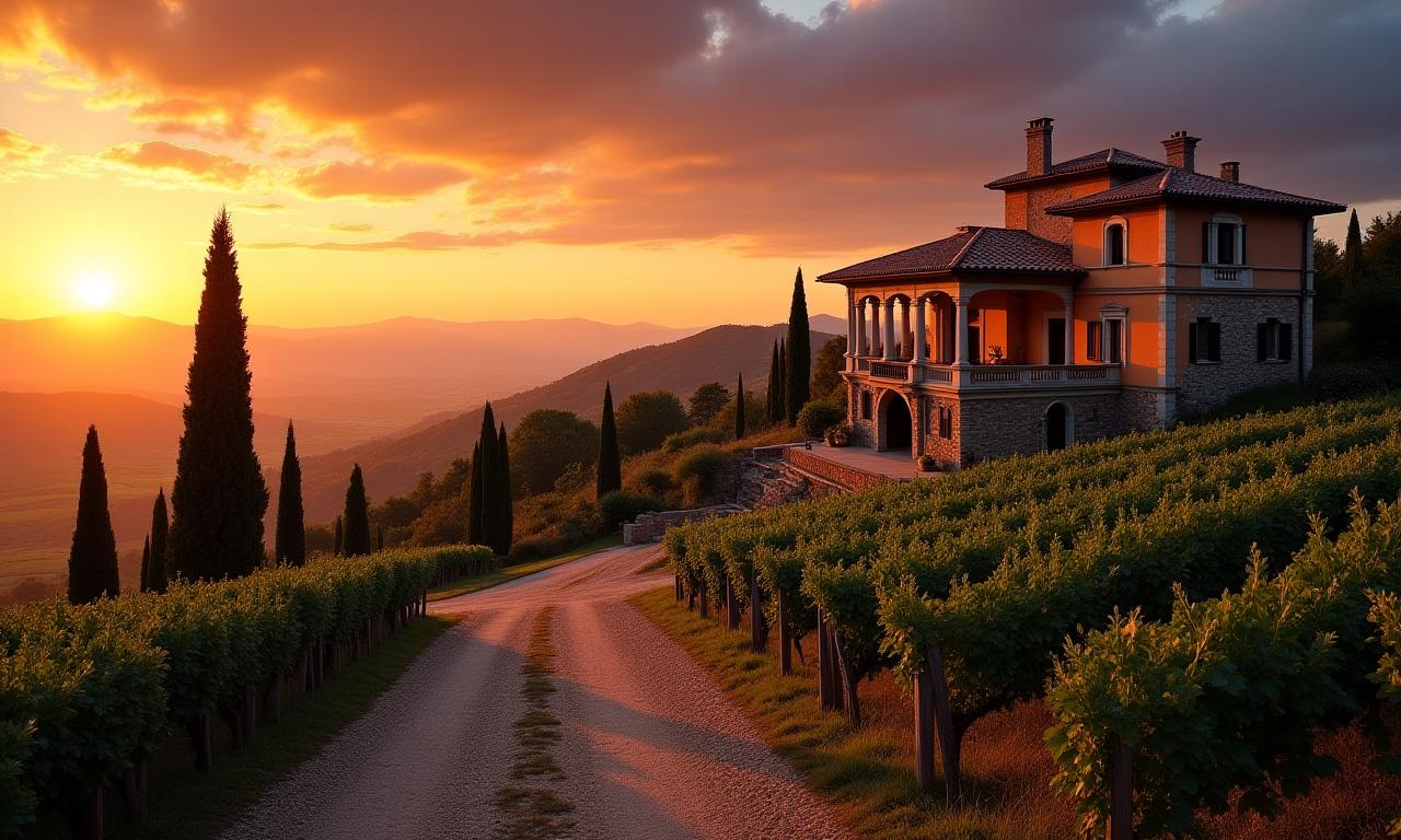 Villa di lusso in Toscana al tramonto